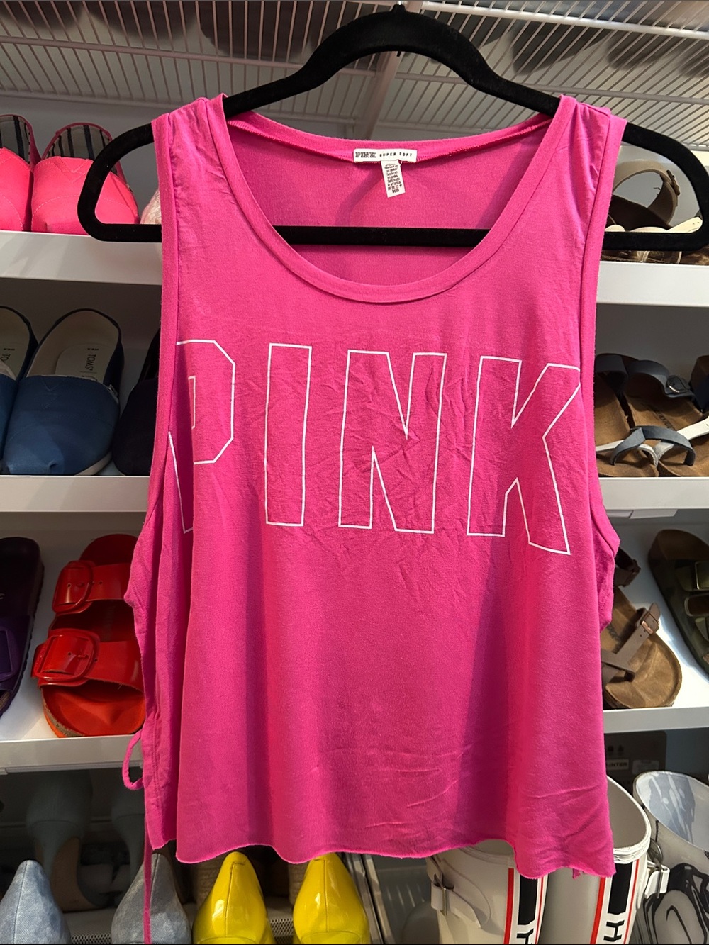 PINK Victoria's Secret Bright Pink Logo Tank Top